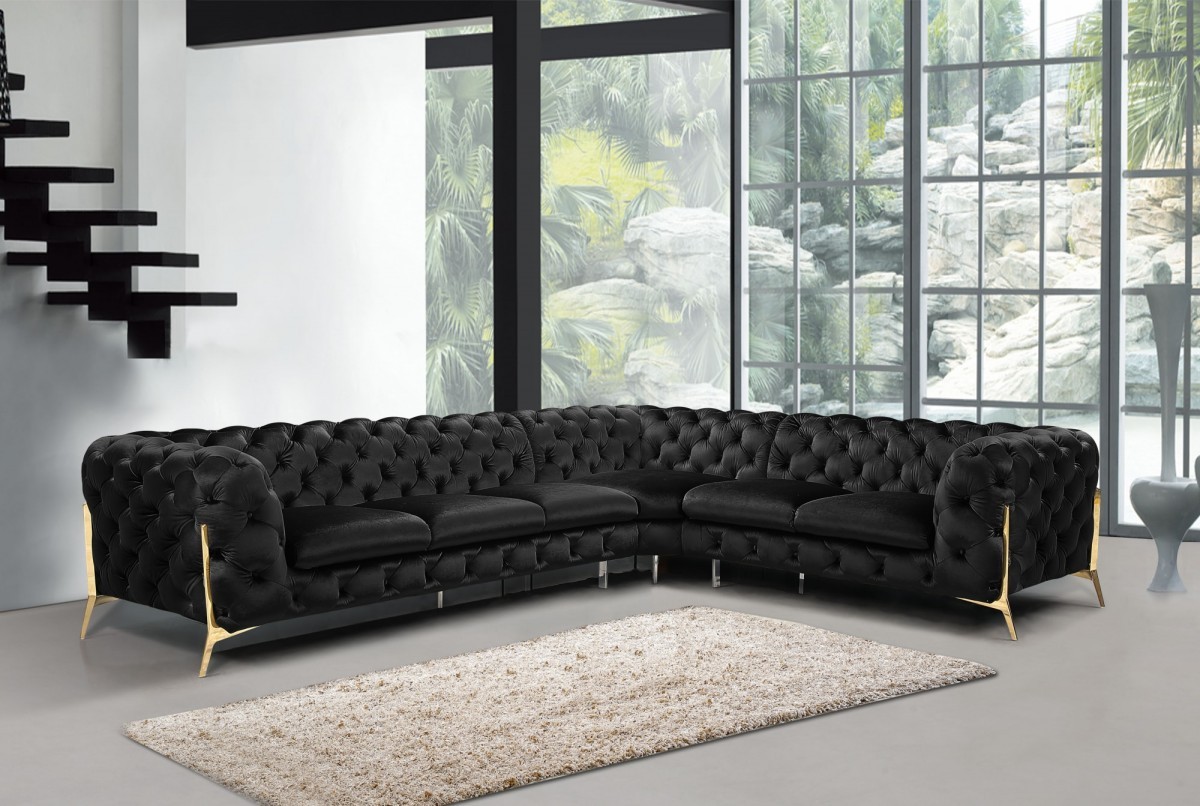 Miami Modern Chester Köşe Kadife Kumaş Lüks Modern Tasarım Chesterfield